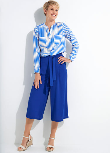 Jupe-culotte longue taille semi-élastiquée Uni Bleu