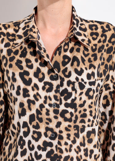 Chemisier léopard fluide col tailleur Leopard