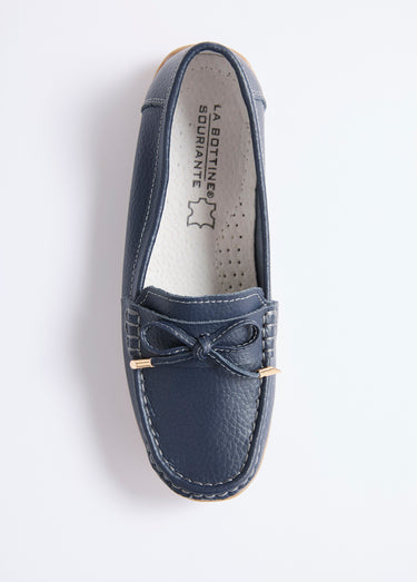 Mocassins confortables plats en cuir Marine