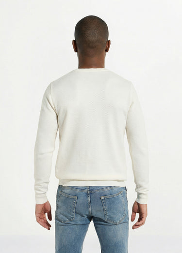 Pull maille fantaisie avec col rond Ecru