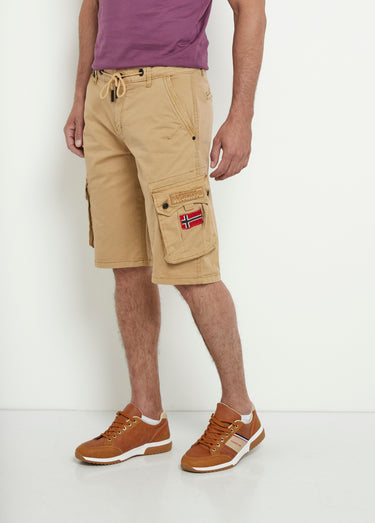 Bermuda long à poches et lien à nouer Beige