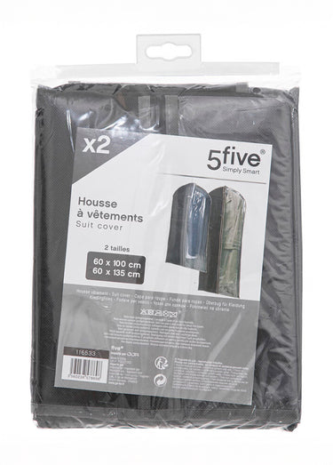 Set 2 housses rangement vêtement, foncé Noir