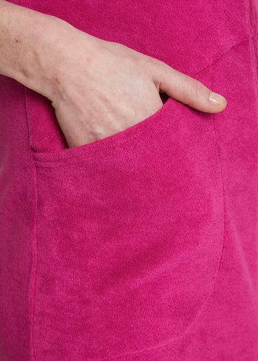 Peignoir de bain coton uni zippé Fuchsia