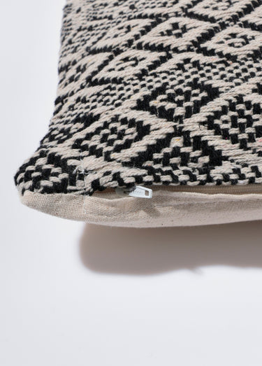 Housse de coussin tissée 50x50cm, Kilim Noir/Beige