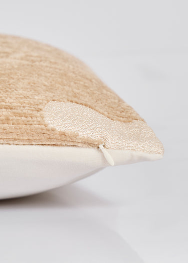 Coussin carré, motif organique velours Beige