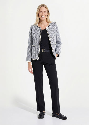 Veste courte sans col tissu effet tweed Noir / Blanc