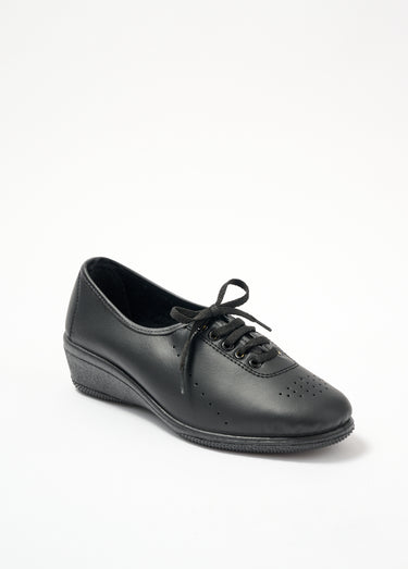 Derbies compensées grande largeur lacées cuir Noir