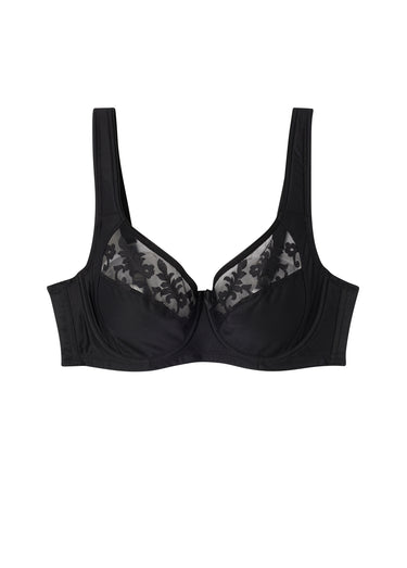 Soutien-gorge avec armatures tulle brodé Noir