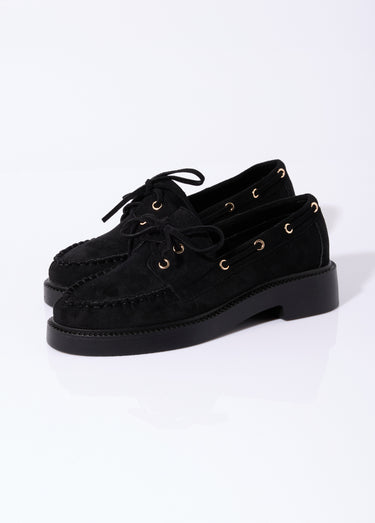 Mocassins en suédine avec oeillets métal Noir