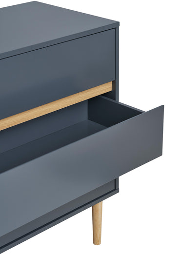 Commode 3 tiroirs, en bois peint Gris Fonce