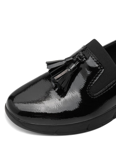 Mocassins vernis compensés à glands Noir
