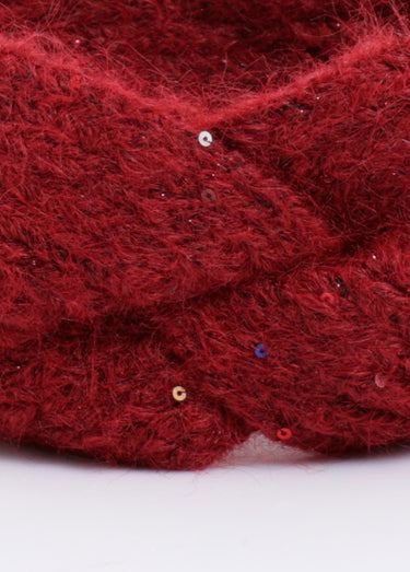 Bandeau chaud maille brillante à sequins Bordeaux