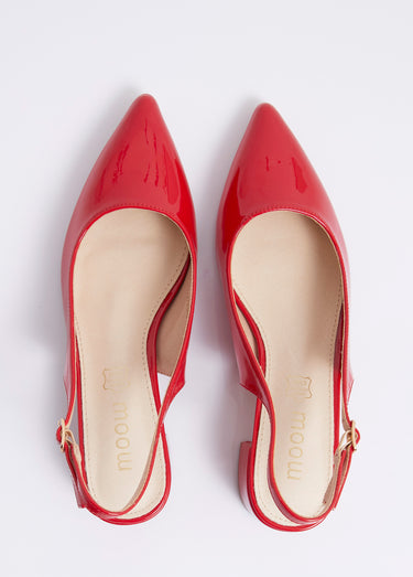 Escarpins slingback vernis pointus Vernis Rouge