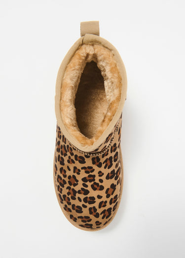 Boots fourrées chaudes façon suédine Leopard