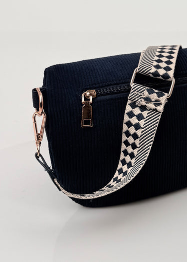 Sac banane velours bandoulière fantaisie Marine