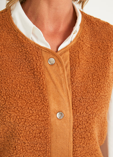 Veste sans manches tout douce en sherpa Caramel