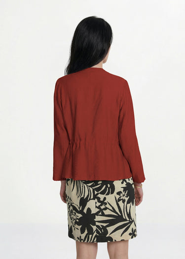 Veste saharienne sans col manches longues Terracotta