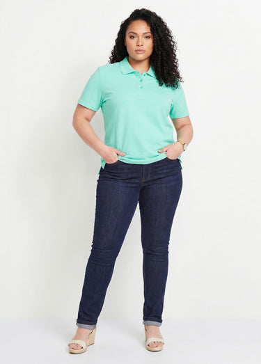 T-shirt maille piquée coton col polo Vert