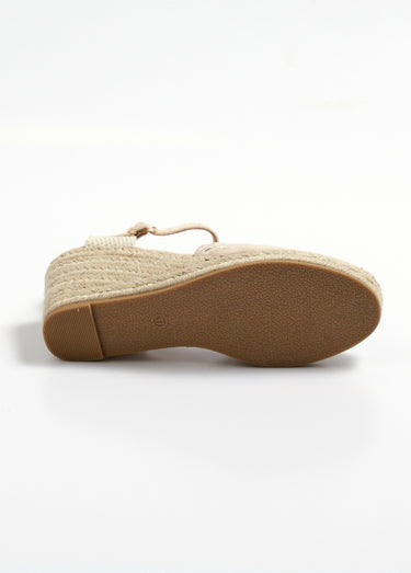 Espadrilles compensées détails ajourés Beige