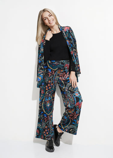 Pantalon en velours, imprimé cachemire Noir Imprime