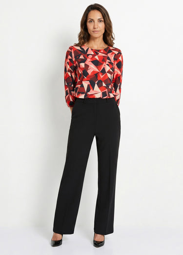 Pantalon fluide large maille stretch unie Noir