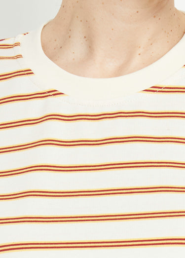 T-shirt manches courtes rayures vintage écru / Jaune