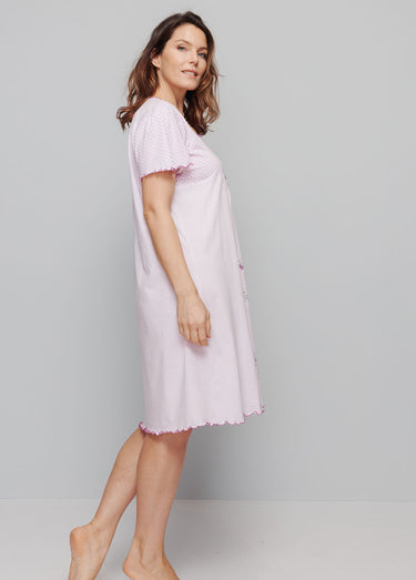 Chemise de nuit coton dentelle Rose Poudre