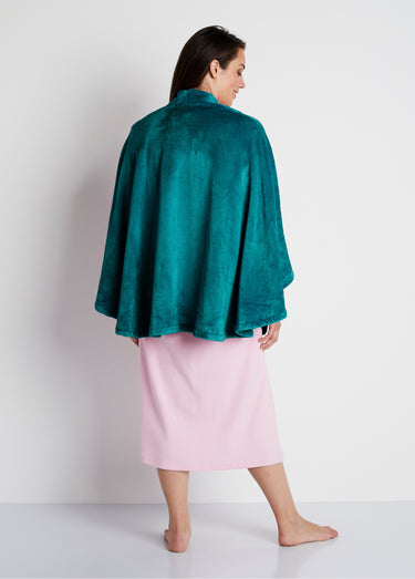 Poncho bord à bord en maille peluche Bleu Canard