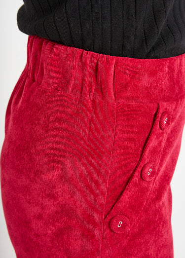 Pantalon large velours milleraies Rouge