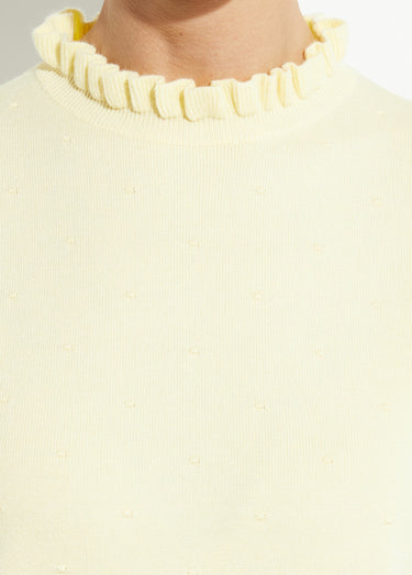 Pull col montant plissé maille plumetis Jaune
