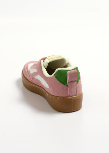 Baskets rétro en suédine détail talon Rose