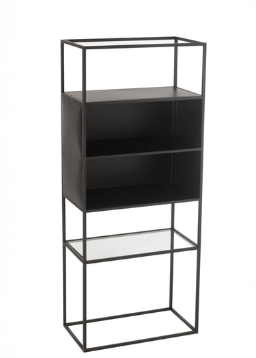 Etagère métal mat 2 niches + 1 tablette Noir