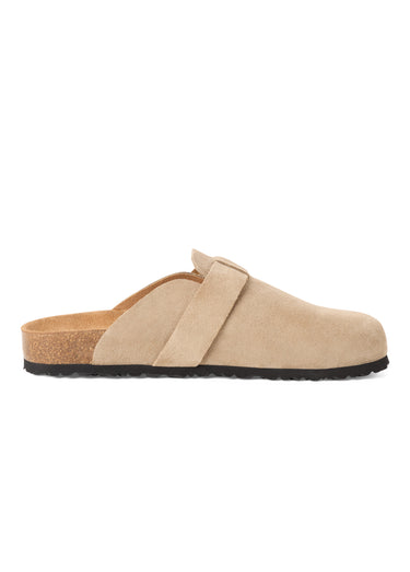 Mules en cuir avec semelle anatomique Taupe