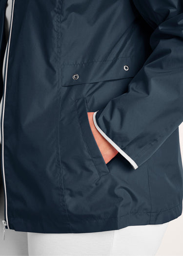 Parka courte zippée légère avec capuche Marine