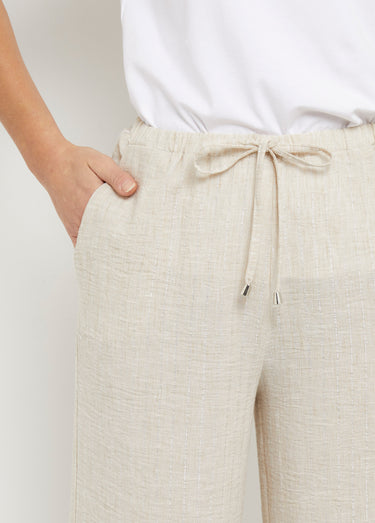 Pantalon tailleur rayé aspect irrégulier Beige