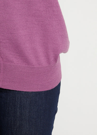 Gilet boutonné col V avec laine mérinos Violine