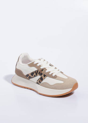 Baskets joggers à semelle compensée Leopard