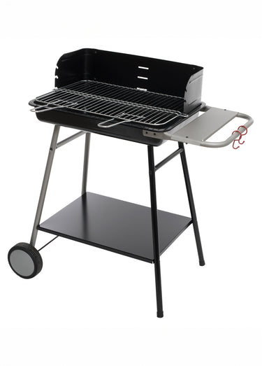 Barbecue compact en métal avec roulettes Noir