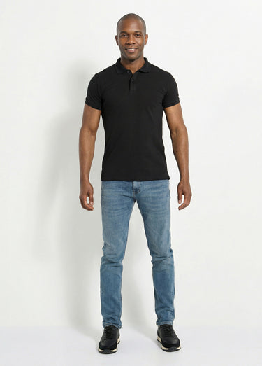 Polo homme manches courtes maille piquée Noir