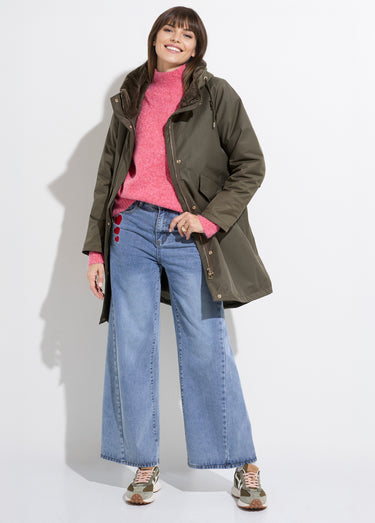 Parka déperlante intérieur fourrure Kaki