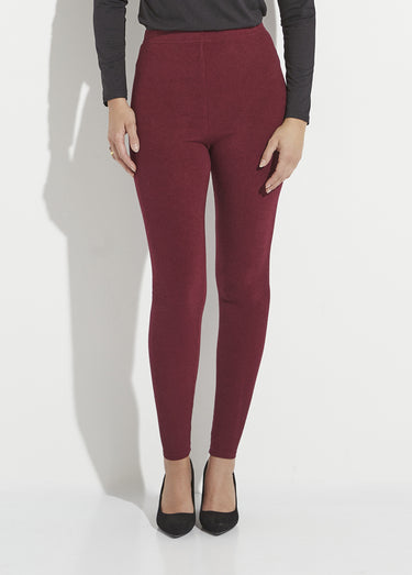 Legging long ceinture élastiqué maille chaude Bordeaux