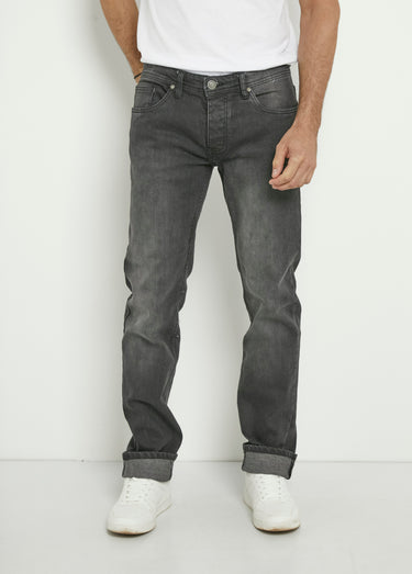 Jean 5 poches coupe droite, extensible Noir
