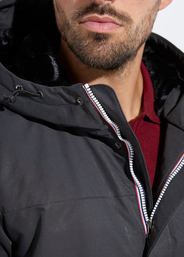 Parka à capuche intérieur fourrure Noir