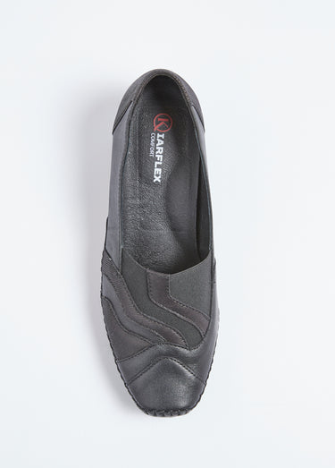 Mocassins élastiqués cuir largeur confort Noir