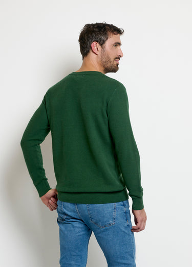 Pull col rond maille piquée fantaisie Vert