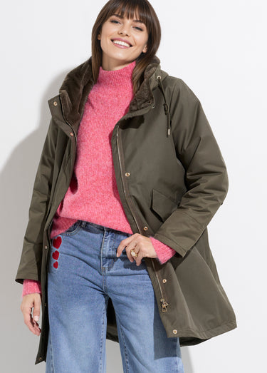 Parka déperlante intérieur fourrure Kaki