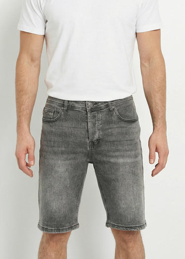 Short en toile denim délavée Gris