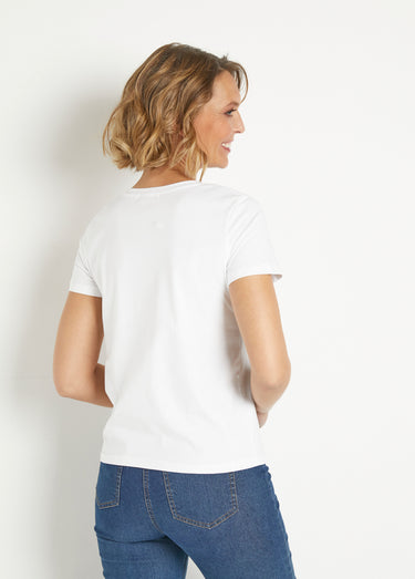 T-shirt à message manches courtes Blanc