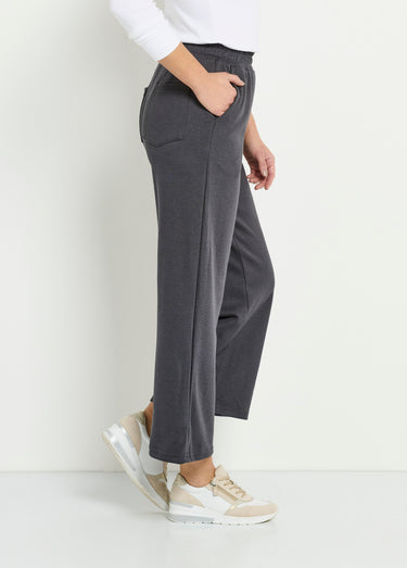 Pantalon large confort maille polo Gris