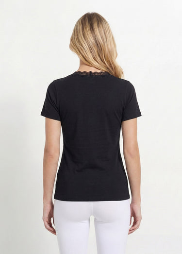 Maillot de corps manches courtes dentelle Noir